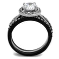 thumbnail image 2 of Womens Black Ring Anillo Para Mujer Stainless Steel Ring with AAA Grade CZ in Clear Blair, 2 of 4