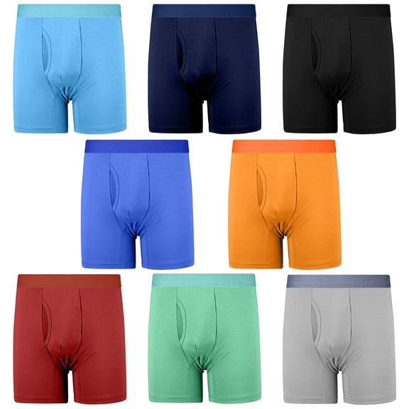 8-Pack Boys Cotton Boxer Briefs – Soft Breathable Underwear for Kids, Big Boys & Teens Ages 6–17, U-Pouch Fly Front, Tagless Comfort, Stay-Put Fit for Daily Wear & Travel