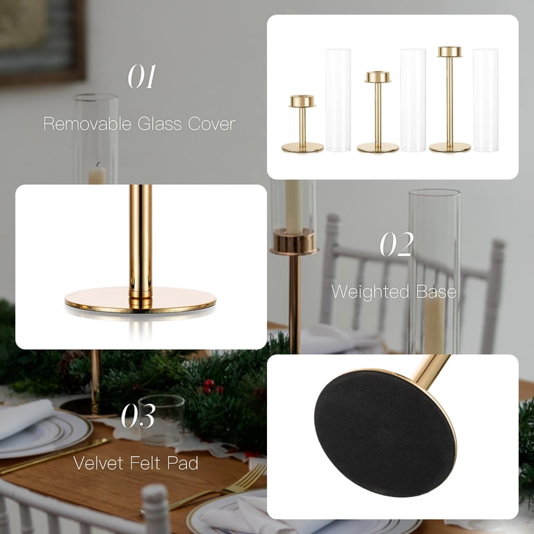 Nuptio Gold Taper Candlestick Holders, Set of 3 photo 6