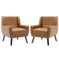 thumbnail image 4 of DREAMSIDEA Faux Leather Accent Chairs Set of 2 for Living Room Morden Upholstered Armchair Brown Bedroom Chairs, 4 of 7