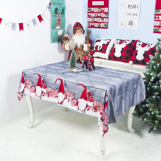 Christmas Tablecloth Polyester Table Cover Rectangle Tablecloth for Merry Christmas Holiday New Year Eve Party Decorations Supplies,60x72inch