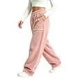 thumbnail image 6 of LIaqionyy Girls Fleece Pants Fuzzy Elastic Waist Baggy Sweatpants Soft Wide Leg Casual Loungewear with Pockets, 6 of 8