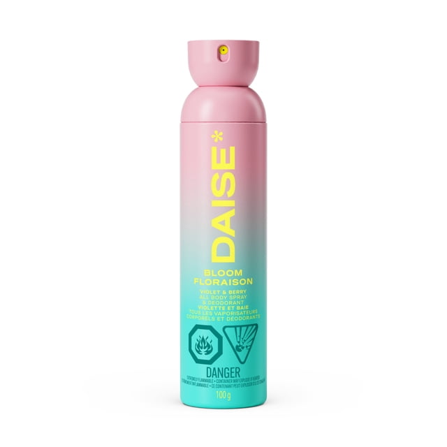 DAISE All Body Spray & Deodorant in Bloom, Violet & Berry, for 24h Freshness, 3.5 oz/120 mL