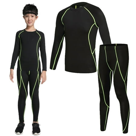 

MLFU Boys Thermal Underwear Winter Warm Ski Underwear for Children 2-Piece Set