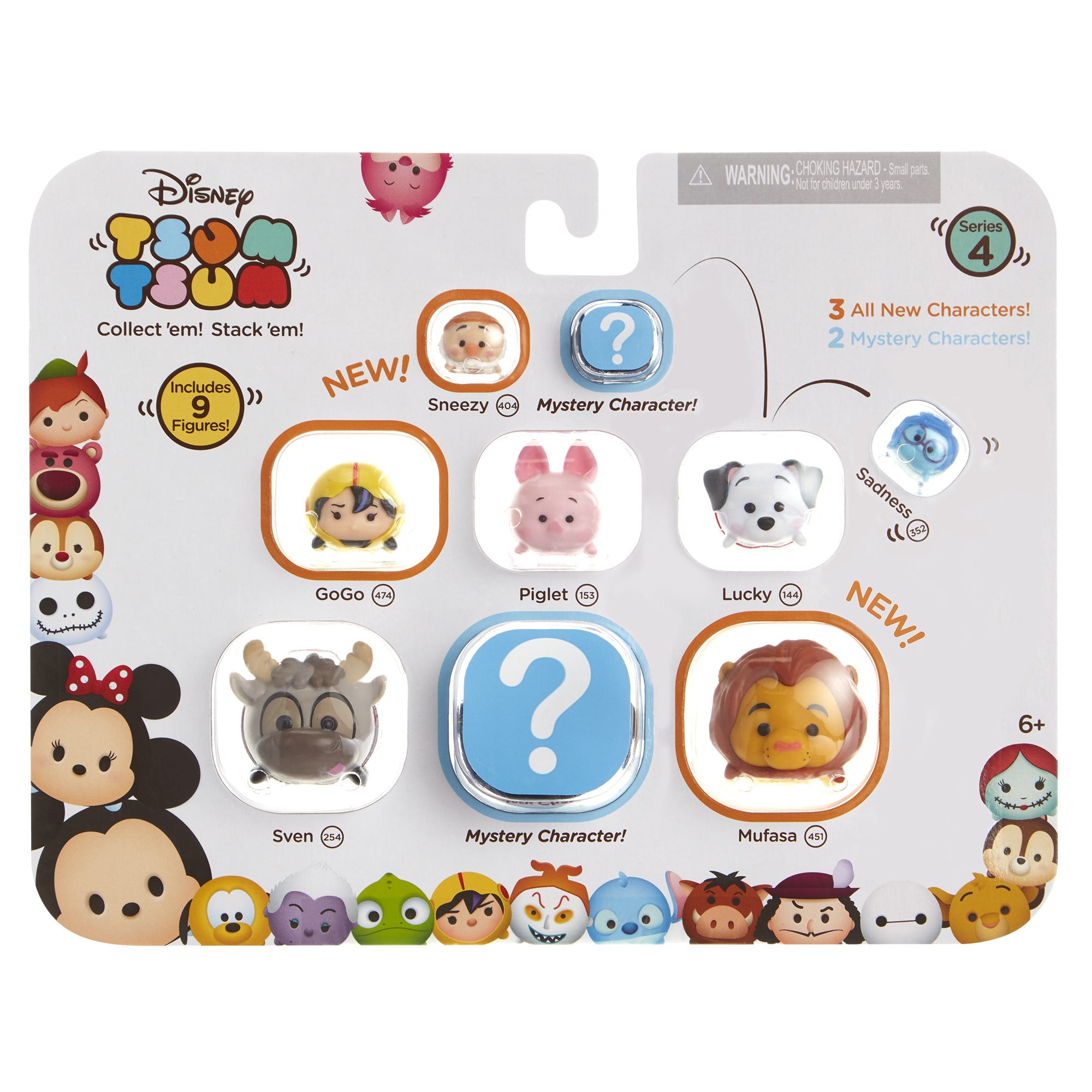 Tsum Tsum 9-Pack Figures - Sneezy, GoGo, Piglet, Lucky, Sadness
