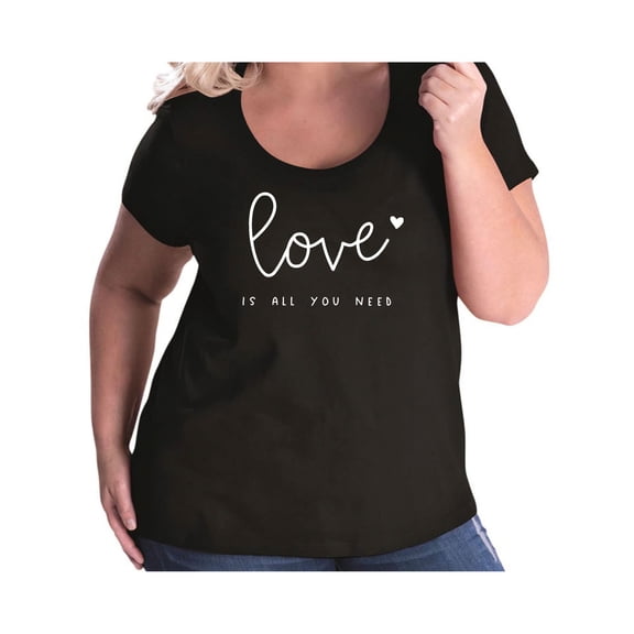 Love Is All You Need Womens Plus Size Scoopneck Tee