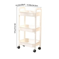 InsCrazy Caddy with Rollers for Kitchen, Kitchen Storage Cart 3-layer Black With Armrests Storage