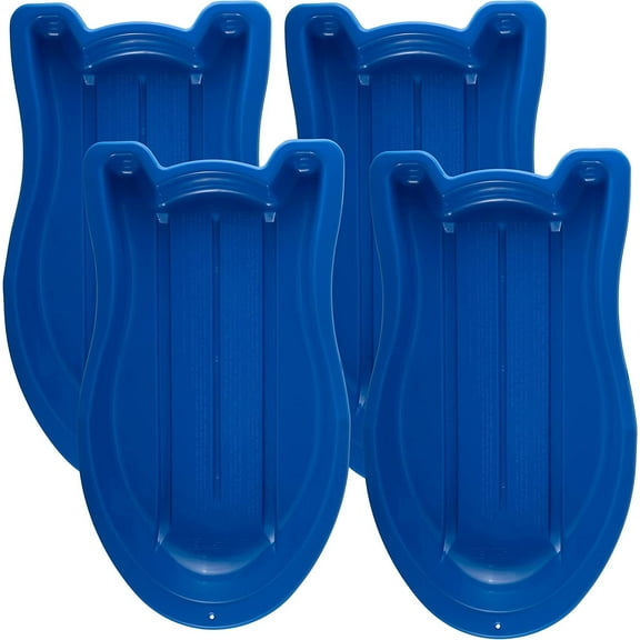 Superio Toboggan Snow Sleds for Kids and Adults, 4 Pack, 37" Plastic Sleds with Pull Ropes and Handles