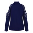 thumbnail image 4 of IROINNID Savings Womens Long Sleeve Tops Solid Color Turtleneck Rhinestone Shirt Tops,Blue, 4 of 8