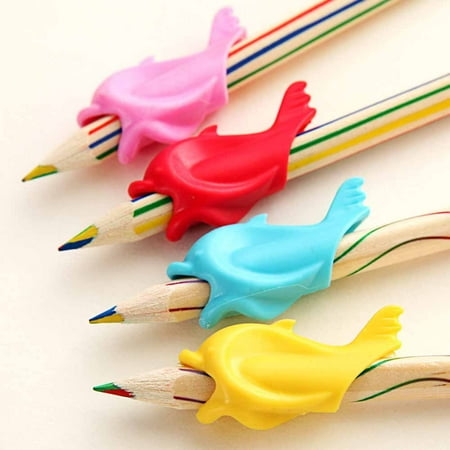 Pencil Grips 20 Pcs Dolphin Design Stop Hand Cramping, Fatigue Ergonomic Design Pencil Grasp Trainer by Juniper's Secret