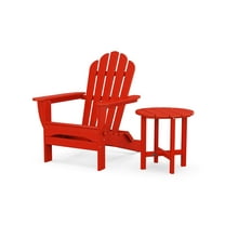 Trex Outdoors Monterey Bay Folding Outdoor Adirondack Chair with Side Table in Sunset Red