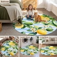 thumbnail image 6 of Round Area Rug 4ft,Summer Lemon Green Leaves Flower Washable Carpet Non-Slip Runner Accent Rugs Indoor Floor Mat for Bedroom Living Room Decor,Watercolor Blue Stripe, 6 of 9