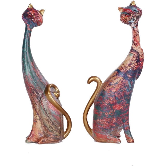 ER Dos pintura al óleo arte resina escultura estatua gato hogar Oficina Hote brillar Electrónica