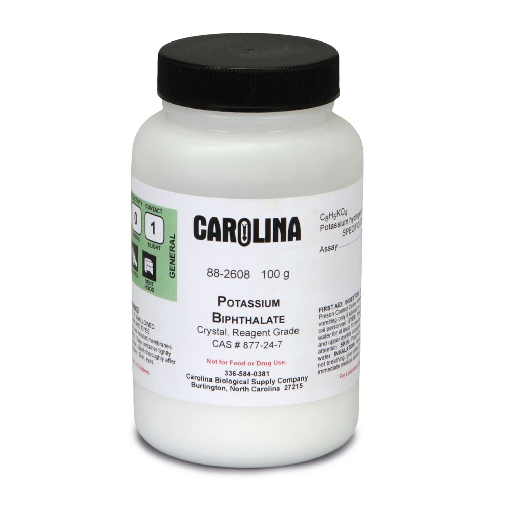 Potassium Biphthalate, Crystal, Reagent Grade, 100 G