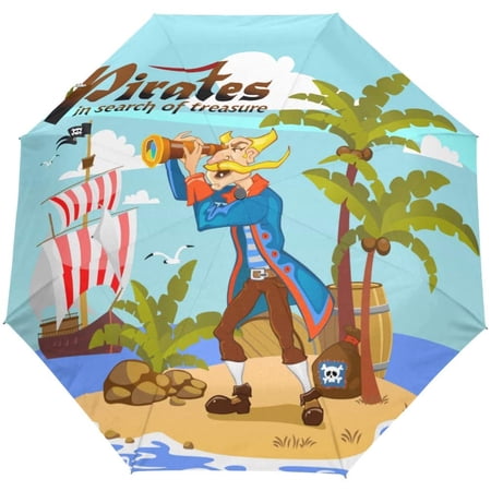 Pirate Pattern Print Automatic Foldable Umbrella main image 1