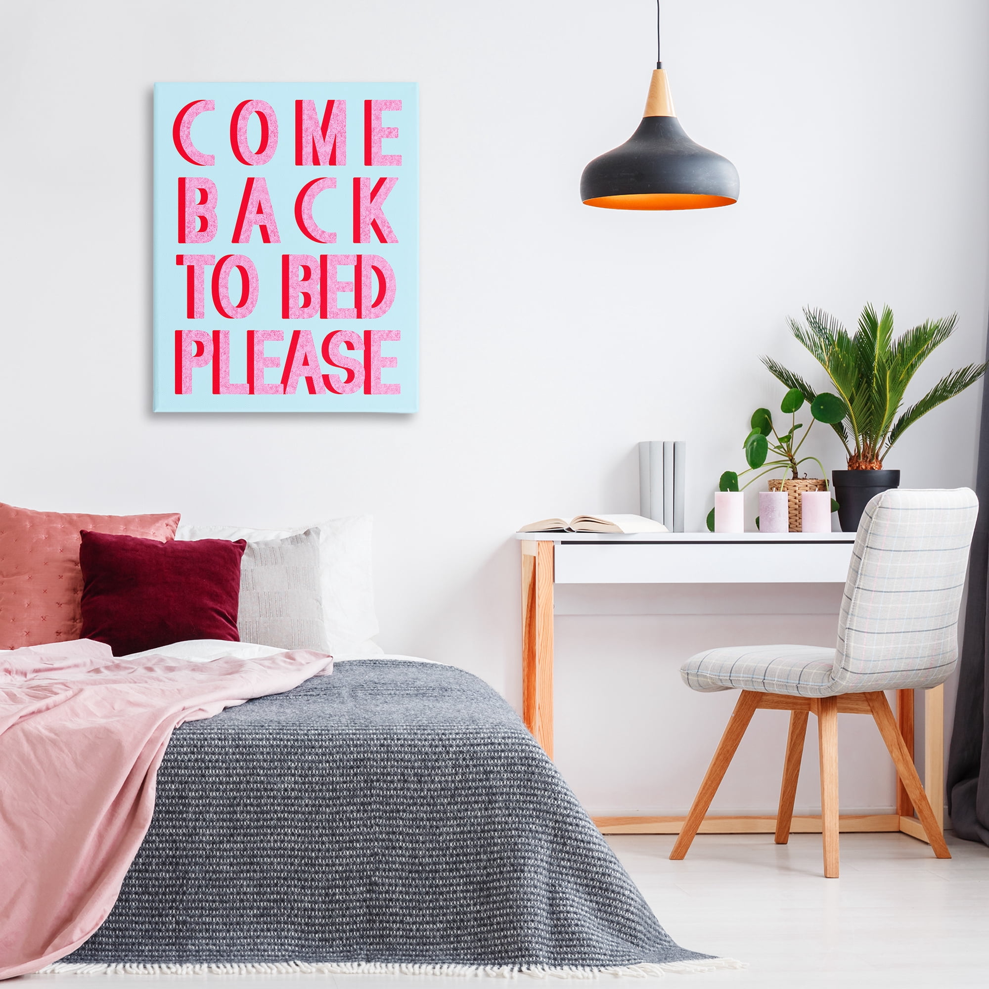 Stupell Industries Come Back To Bed Typography Painting Gallery Wrapped Canvas Art Print Wall Art, 30 x 40