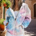 thumbnail image 2 of Bovemsi Sweatshirt for Women Spring And Autumn Winter Printed Fashion Tie Dye Pattern Hooded Sports Shirt Sleeve Pocket Jacket Loose Zip Up Hoodie, 2 of 7