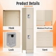 thumbnail image 5 of Sapital 2 Door Metal Locker, Heavy-Duty Storage Locker with Hook, Storage Cabinet for Home, Office, Gym, Workshop, Beige, 5 of 7
