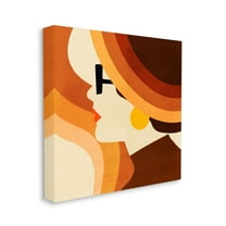 Stupell Industries Vintage Female Color Block Portrait Fashion Retro Beauty & Fashion Painting Gallery Wrapped Canvas Art Print Wall Art, 24 x 24