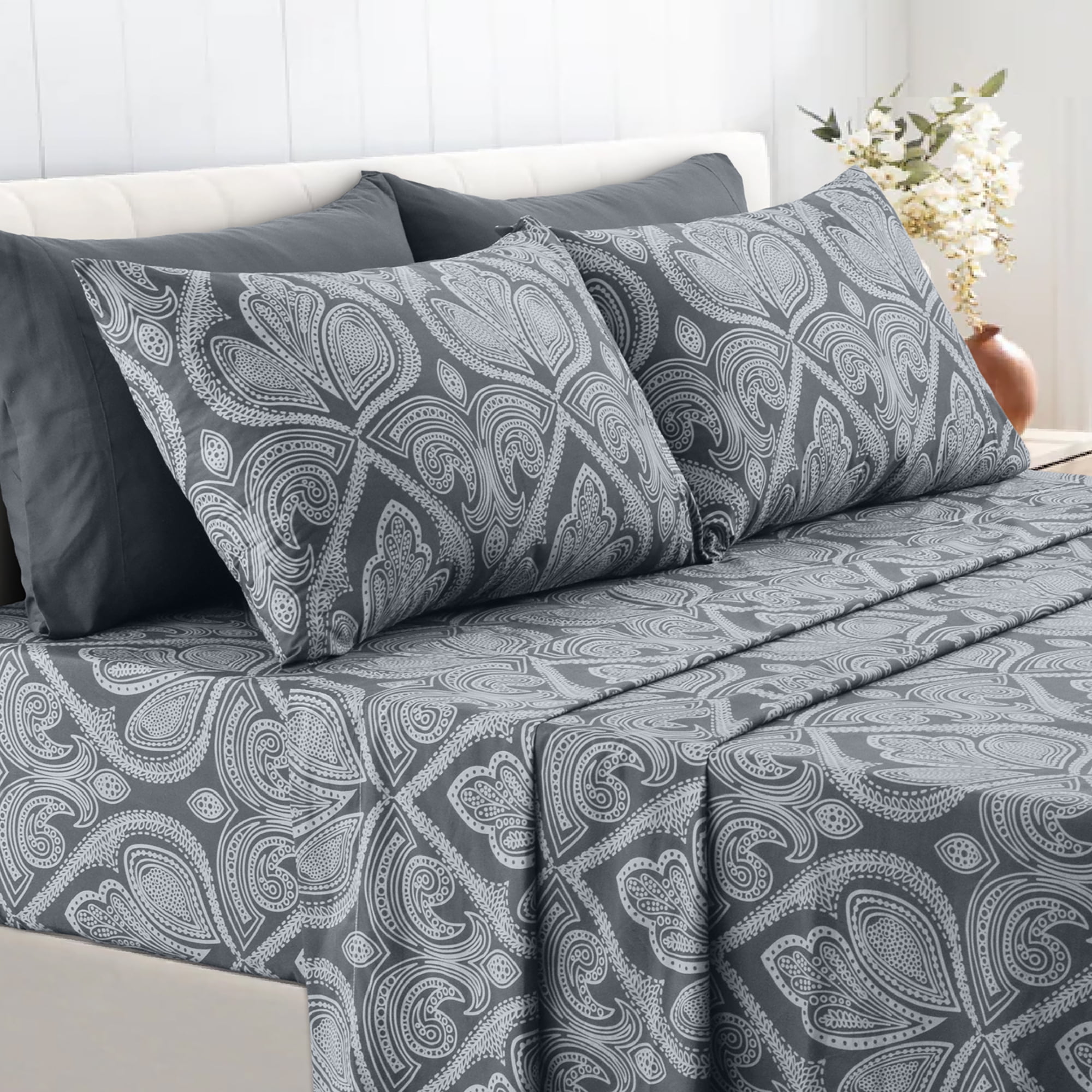 Details about   Solid Microfiber Decorative Bed Set with Throw Twin XL Full Queen King Quilted 
