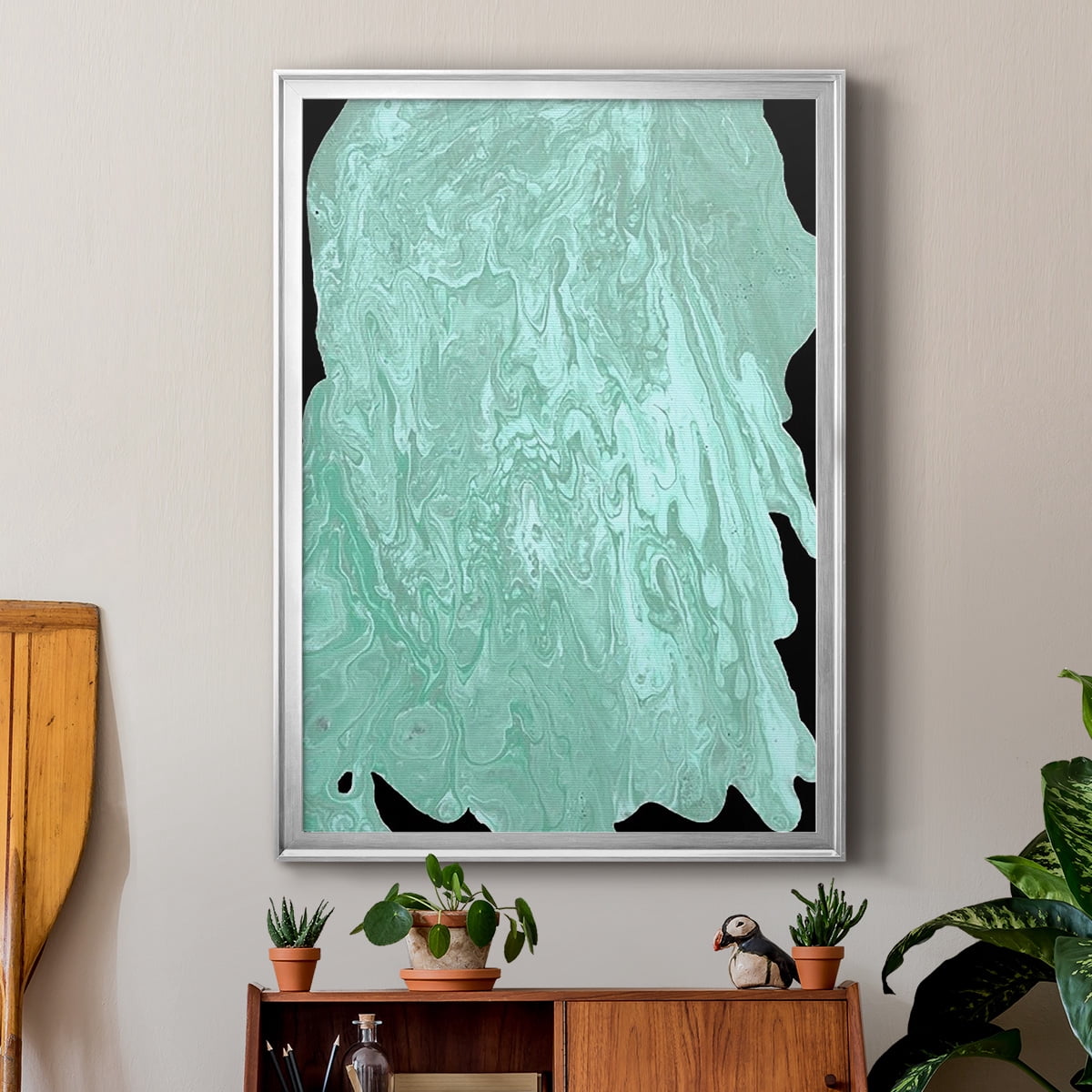 Teal Cascade II Premium Framed Print, in Gold, Black, or Silver - Ready to Hang
