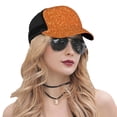 thumbnail image 5 of Disketp Orange Glitter Print Trucker Hat Men Women - Mesh Baseball SnapBack Cap, 5 of 7