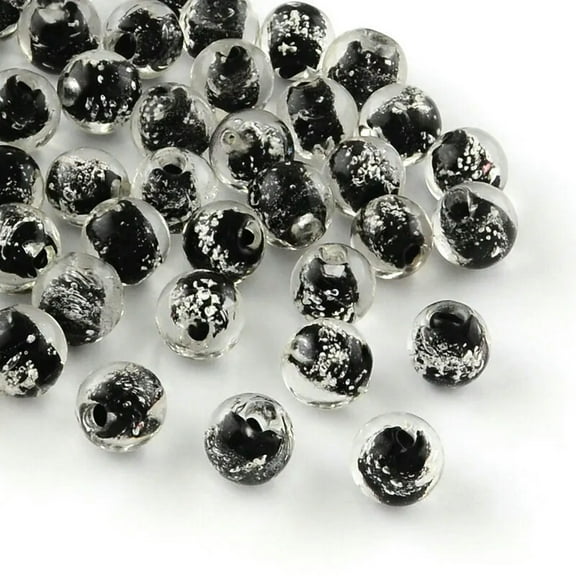 U8MO 10 Glow In The Dark Glass Beads 10mm Lampwork Black Jewelry Making Supplies Set