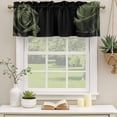 thumbnail image 2 of Sage Green Rose Curtain Valances for Windows, Kitchen Valance Window Treatments Panel 2 Pack, Vintage Abstract Garden Flower Floral Black Rod Pocket Short Curtains for Bathroom Bedroom 42 x 18 Inch, 2 of 8