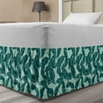 thumbnail image 1 of Hawaii Bed Skirt, Abstract Palm Leaves Pattern Exotic Caribbean Environment Simple Foliage, Elastic Bedskirt Dust Ruffle Wrap Around for Bedding Decor, 4 Sizes, Almond Green and Teal, by Ambesonne, 1 of 2