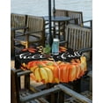 thumbnail image 2 of Burnt Orange Fall Outdoor Tablecloth - 60 Inch Round Dining Table Cover, Maple Leaf Pumpkins Thanksgiving Black Waterproof Outdoor Table Cloth with Umbrella Hole & Zipper for Picnic/Patio, 2 of 5