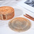 thumbnail image 4 of Sous-verre en Rotin avec Boîte de Rangement de stand Tasse de Thé à la Main Bord Rond pour table à Manger de Cuisine, 4 of 4