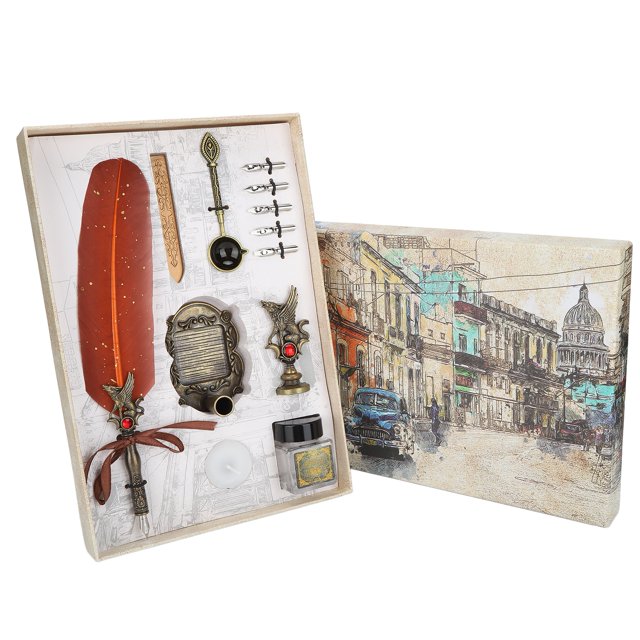 Juego de bolígrafos de estilo europeo, estilo retro, pluma de agua, bolígrafo, regalo de cumpleaños y día de San Valentín, color marrón