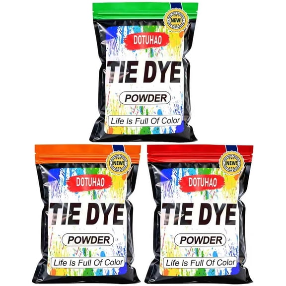 Tie Dye Powder Kit, 3 Colors - Red, Orange, Green Clothing Dye, Fabric Color Dye, Permanent & Washfast Powder Tie Dyes, Creative Dyes for Clothes(3 Colors, 2 OZ)
