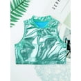 thumbnail image 5 of Hansber Children Boys Girls Glitter Shiny Metallic Tank Tops Sleeveless Jazz Hip Hop Modern Top Lake Blue 10, 5 of 7