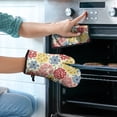 thumbnail image 2 of Pioneer Flower Kitchen Oven Mitt and Pot Holder Sets 2 Pcs for Baking, Cooking and Grilling, Heat Resistant Up To 392 °F, 2 of 7