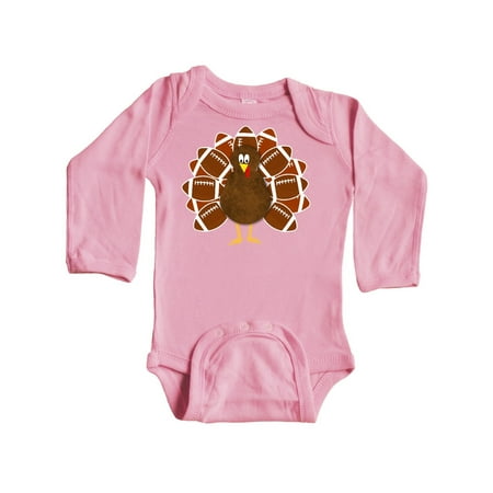 

Inktastic Thanksgiving Craft Paper Football Turkey Gift Baby Boy or Baby Girl Long Sleeve Bodysuit