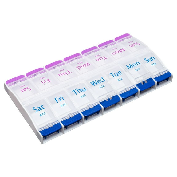 Authentic Health Pill Box, 7 day, A.M-P.M, Easy open, Case Organizer