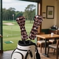 thumbnail image 4 of Yuyamidu Brown Buffalo Grid Golf Club Head Cover with Soft Lining Christmas Driver Fairway Wood Hybrid Headcover PU Leather Golf Club Cover for Men Women Gift for Golfers, 4 of 7