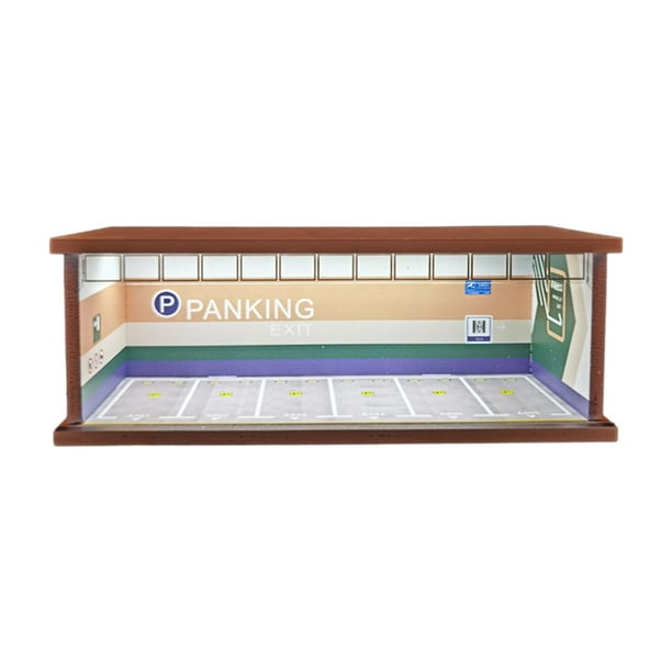 Estuche de exposición LED para estacionamiento a escala 1:64, cuatro cubiertas, almacenamiento de exhibición de coche fundido a presión para colección Estilo A