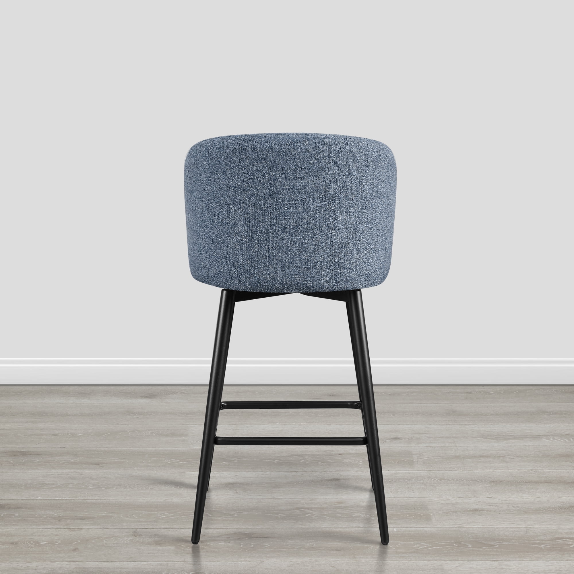 Spruce & Spring Counter Height Swivel Barstool with Metal Legs Set of 2, Blue, Fabric