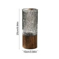 thumbnail image 3 of HongHeng Artistic Wood Glass Vase, 9.8" H, Large Wooden Base Cylindrical Flower Vase, Classic Boho Rustic Style for Fireplace Bedroom Kitchen Living Room Centerpieces office Desk, 3 of 6