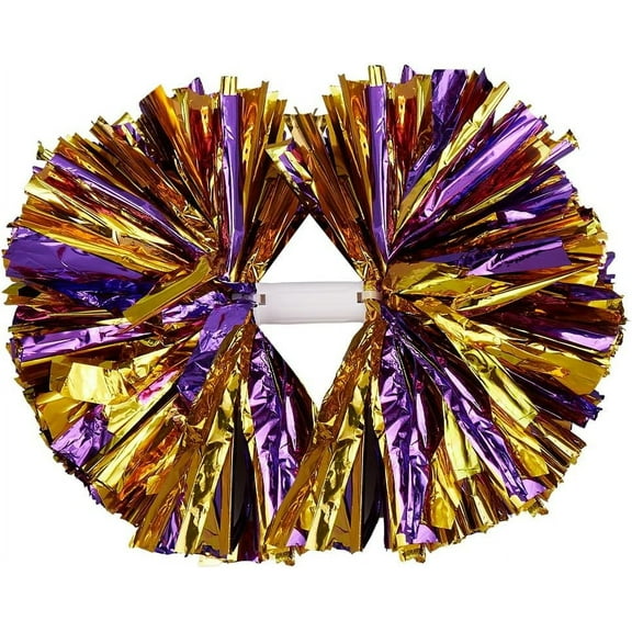 4 Pcs/2 Pairs Cheerleading with Baton Handle Squad Pompoms for School Sports Dance Games Team Spirit Cheer for Team Spirit Sports Dance Party Cheerleading Team Plastic 14.17 Inch