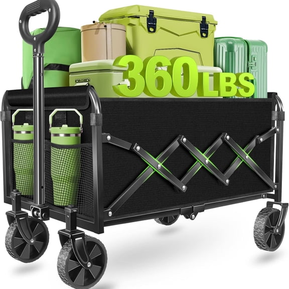 Wagons Carts Foldable - Collapsible Wagon Cart with Wheels – Folding Foldable Wagon Small Portable Lightweight for Sports, Camping, Storage, Travel, Shopping