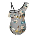 thumbnail image 2 of Cuphead Mugman One-Piece Swimsuit for Girls Adjustable One Shoulder Ruffled Swimwear Summer Beach Kids Bathing Suits Sizes 6-12Y, 2 of 7