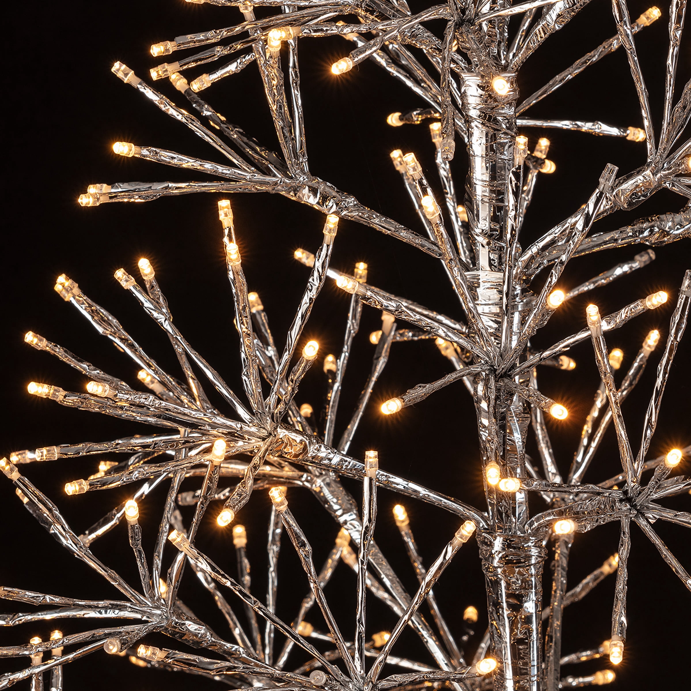 Alpine Corporation 53"H Indoor/Outdoor Artificial Christmas Tree with White LED Lights, Silver