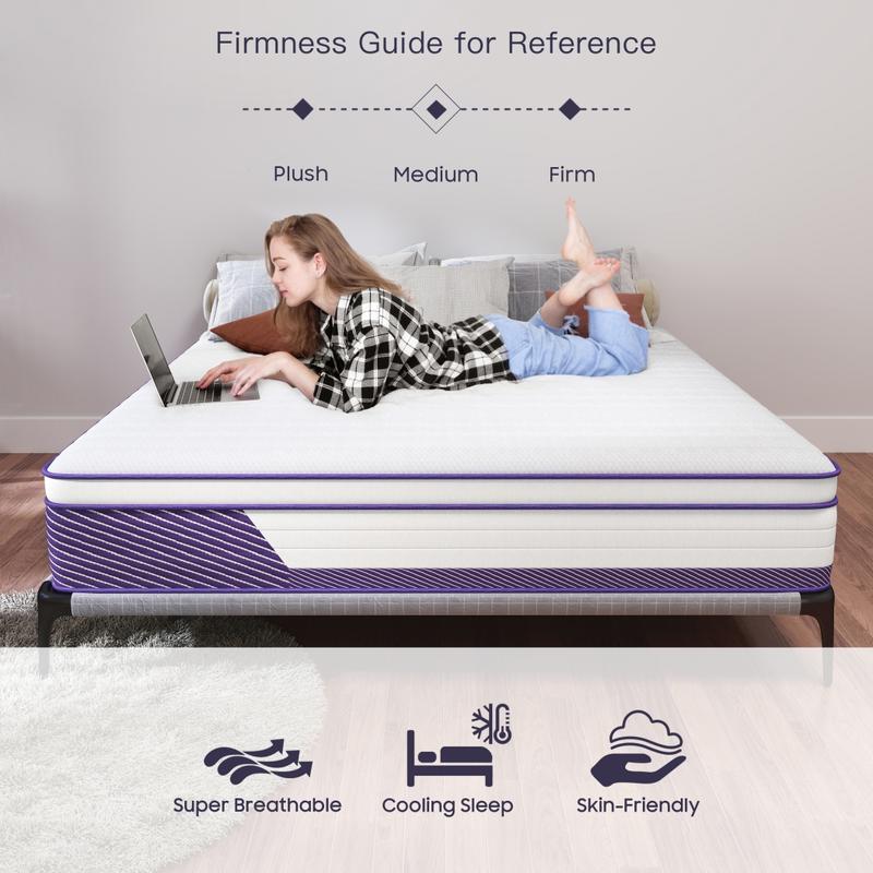 12"14" Twin Full Queen King Size Mattress In A Box Hybrid Pocket Spring Memory Foam Medium Firm Bed Mattresses Modern Bedroom