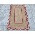 thumbnail image 2 of Natural Jute Scalloped Rug, Natural Jute Rug, Bohemian Scallop Rug, Boho Decor Rug, Area Rug, Handwoven Jute Rug, Custom Rug, Decorative Rug (12x15 feet Jute Rug, Brown+Red), 2 of 2