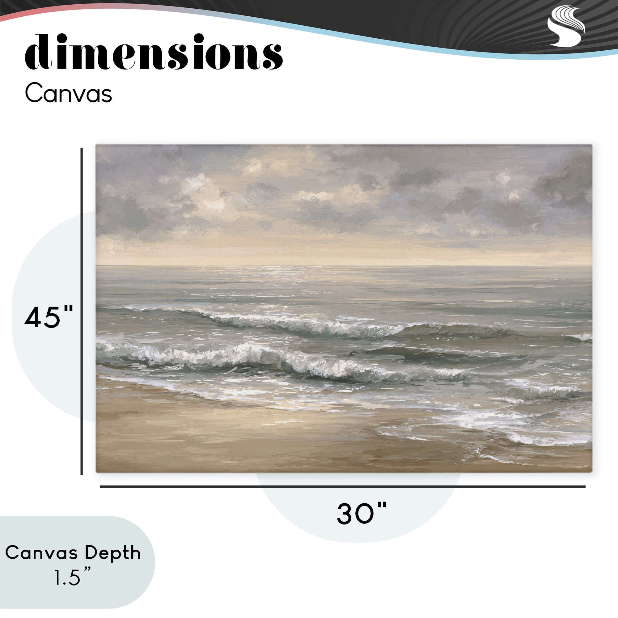 Stupell Industries Soft Rolling Beach Waves Canvas Wall Art, design by Jacky Ngan