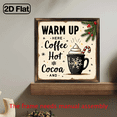 thumbnail image 2 of 2D Flat A 2D Flat Wooden Sign Measuring 8X8 Inches, Featuring a Farmhouse Christmas Theme with The Phrase 'Warm Up Here Coffee And Hot Cocoa' This Decorative Piece Is Ideal for Kitchens, Hot Cocoa, 2 of 9