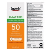 Eucerin Sun Clear Skin Face Sunscreen Lotion SPF 50 with Oil-Absorbing Minerals, 2.5 fl oz
